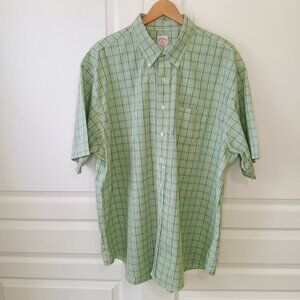 Brooks Brothers Men's Green Plaid Short Sleeve Cotton Polo Shirt Size XXL